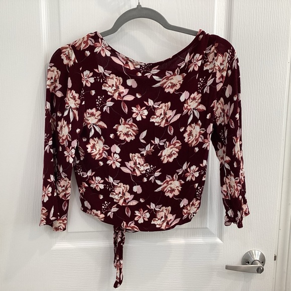 Aeropostale Maroon Floral Blouse - Picture 5 of 7